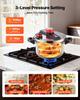 Pressure Cooker, 9L Pressure Cooker Stainless Steel, Pressures Canner with Steaming Rack, Tempered Glass Lid, Three Pressures Settings for Meat,