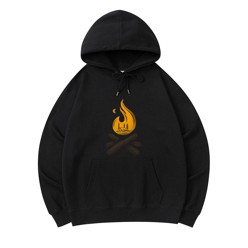 

300 GSM Men s Healthy Cotton Hoodies Camp And Bonfire Print Premium Cotton Sweatshirt