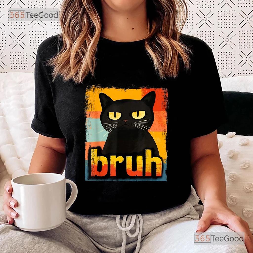 Funny Cat Bruh Meme Graphic Tee, Hilarious Internet Humor Cat Shirt For MenFunny