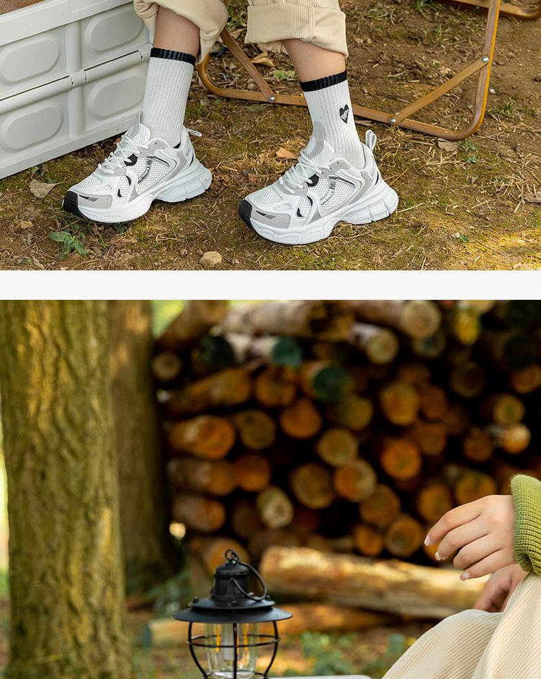 4-Pair Four Seasons Wear Black and White Jacquard Student Socks Comfortable and Breathable 7A Antibacterial Medium Tube Women's Cotton Socks