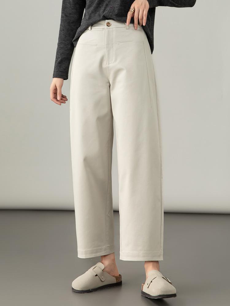 High-Waist Petite Tencel-Cotton Harem Pants for Women - 2025 Autumn Collection, Nine-Point Wide-Leg Casual Design