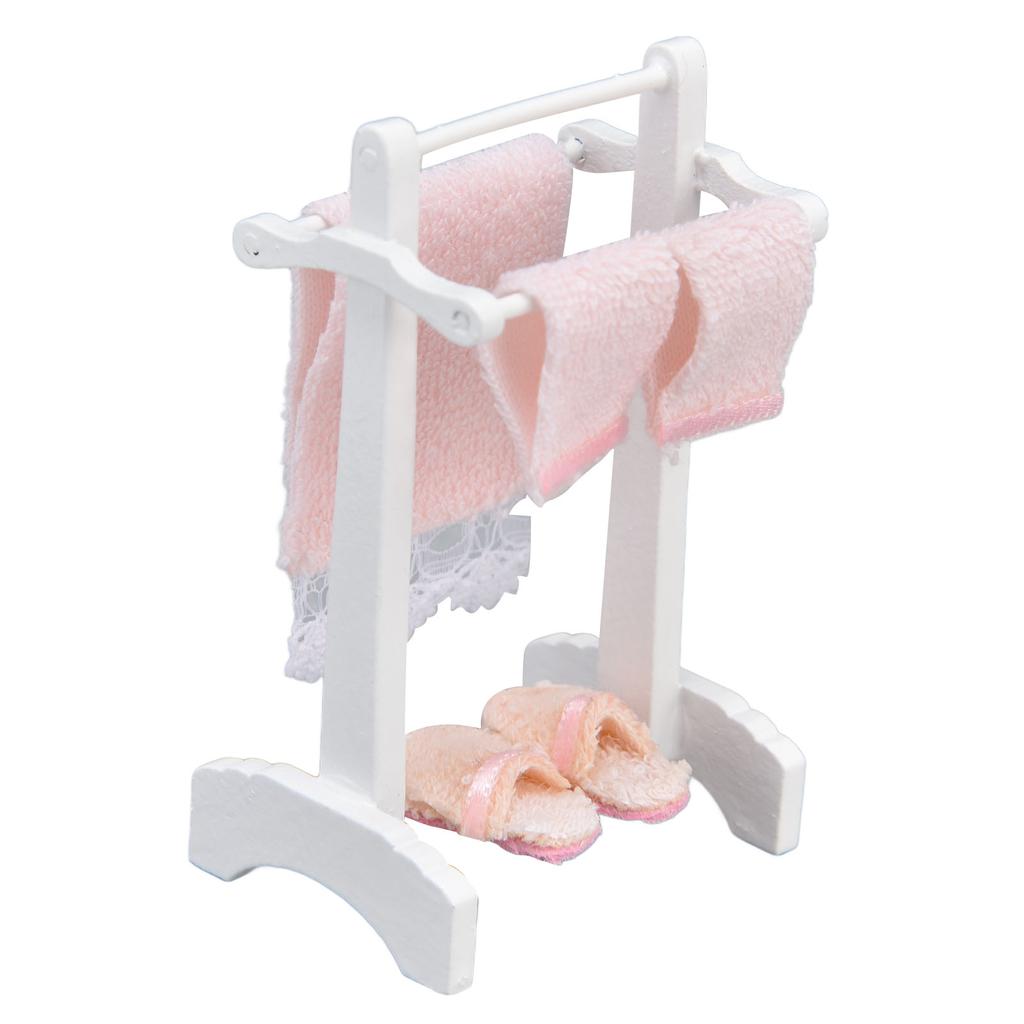 1:12 Dollhouse Towel Rack Floor Rug DIY Miniature Dollhouse Furniture Decoration for Dollhouse Room
