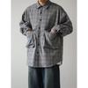 Boyue Japanese Style Large Pocket Plaid Long Sleeve Shirt College Style Casual All-Match Profile Couple Men's Coat