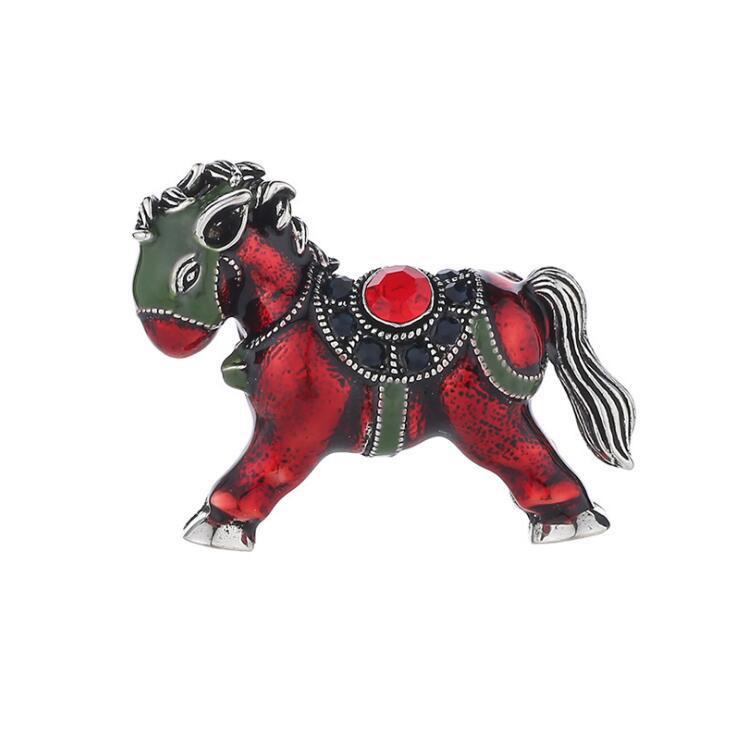 Zodiac Retro Horse Brooch, Electroplated Alloy Pin for Men and Women
