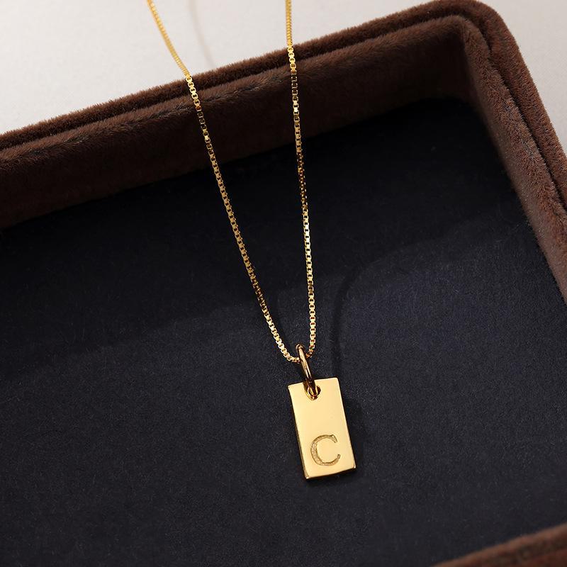 Banyan Tree Sterling Silver Square Letter Pendant Necklace