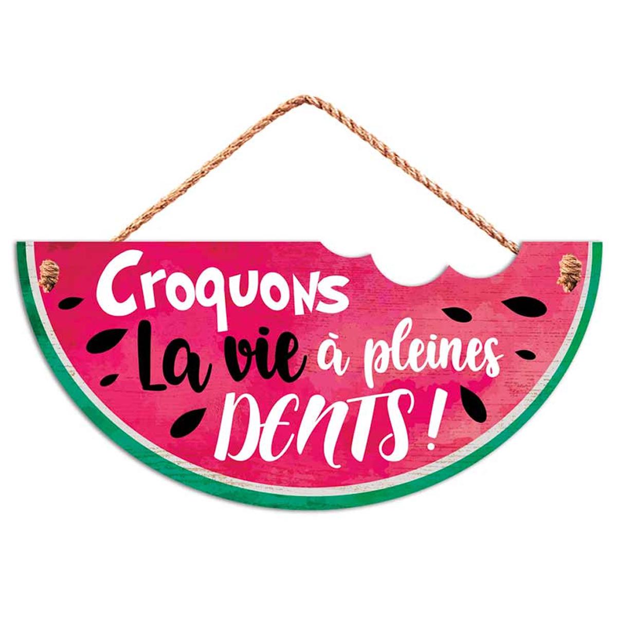 

Les Trésors De Lily [Q7102] - Деревянная табличка Сообщения розово-зеленая (Арбуз - Давайте есть жизнь на полную катушку!) - 26x12 см