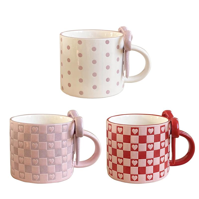 1PC Cup Souvenir Ceramic Gift Three-dimensional Offices Thick Home Elegant Durable Bow Practical