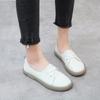 Women'S Summertime Genuine Leather Daily Flats Breathable Cushioned Sole Easy Slip-On Athletic Shoes Plush Comfort Walking Footwear For Ladies