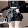 High-Waist Lace-Up Retro Pleated Mini Skirt - Women's Early Autumn Style