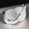 Huitan Sparkling Women Ring Luxury Accessories Inlaid Shining CZ Trendy Party Engagement Holiday Wedding Unique Design Jewelry