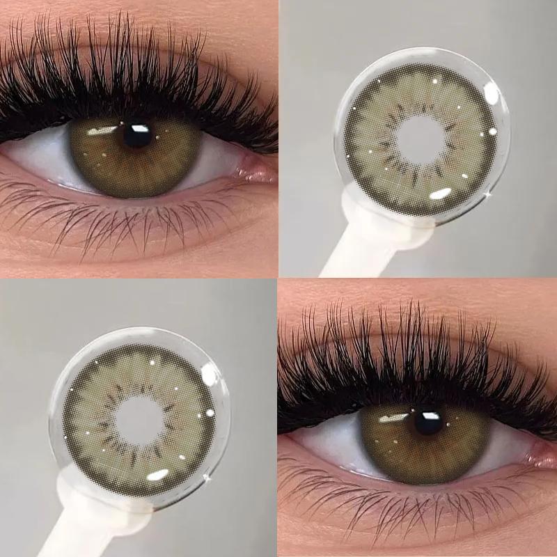 Mill Creek 2pcs Natural Color Contact Lenses For Eyes Green Blue Gray Iris Style Colored Cosmetics Softlens Yearly