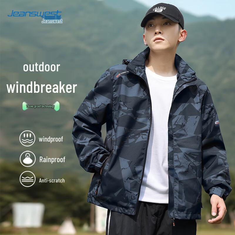

JEANSWEST Men s Outdoor Windproof Hooded Jacket 5XL