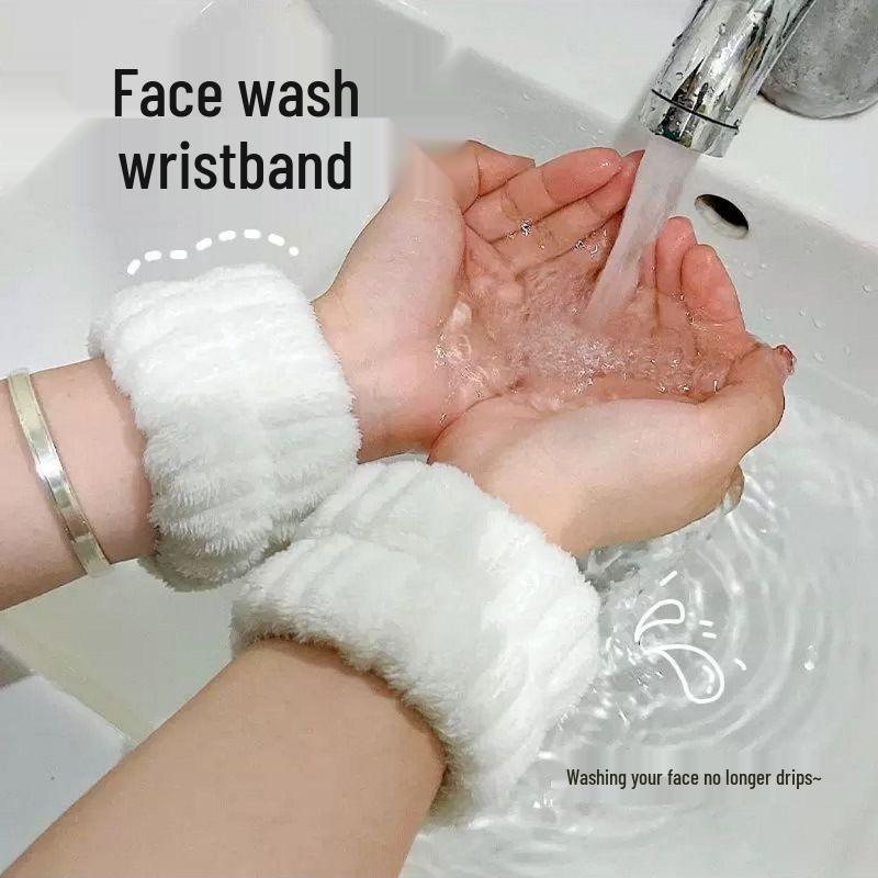 Plush Flannel Absorbent Wristbands & Splash-Proof Headband Set