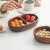 Wooden Fruit Plate Snacks Compartment Tray Home Living Room Fruit Plate Nuts Snacks Platter Kitchen Supplies