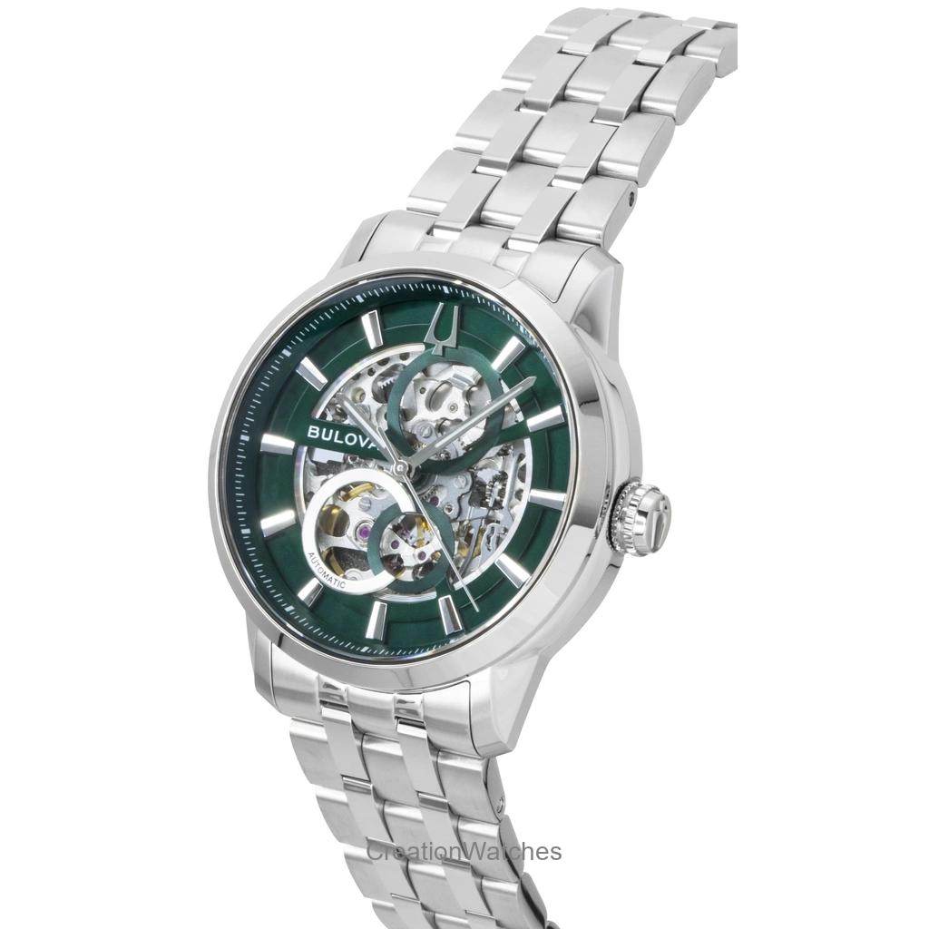 Bulova Sutton Stainless Steel Green Skeleton Automatic 96A329 Men's Watch