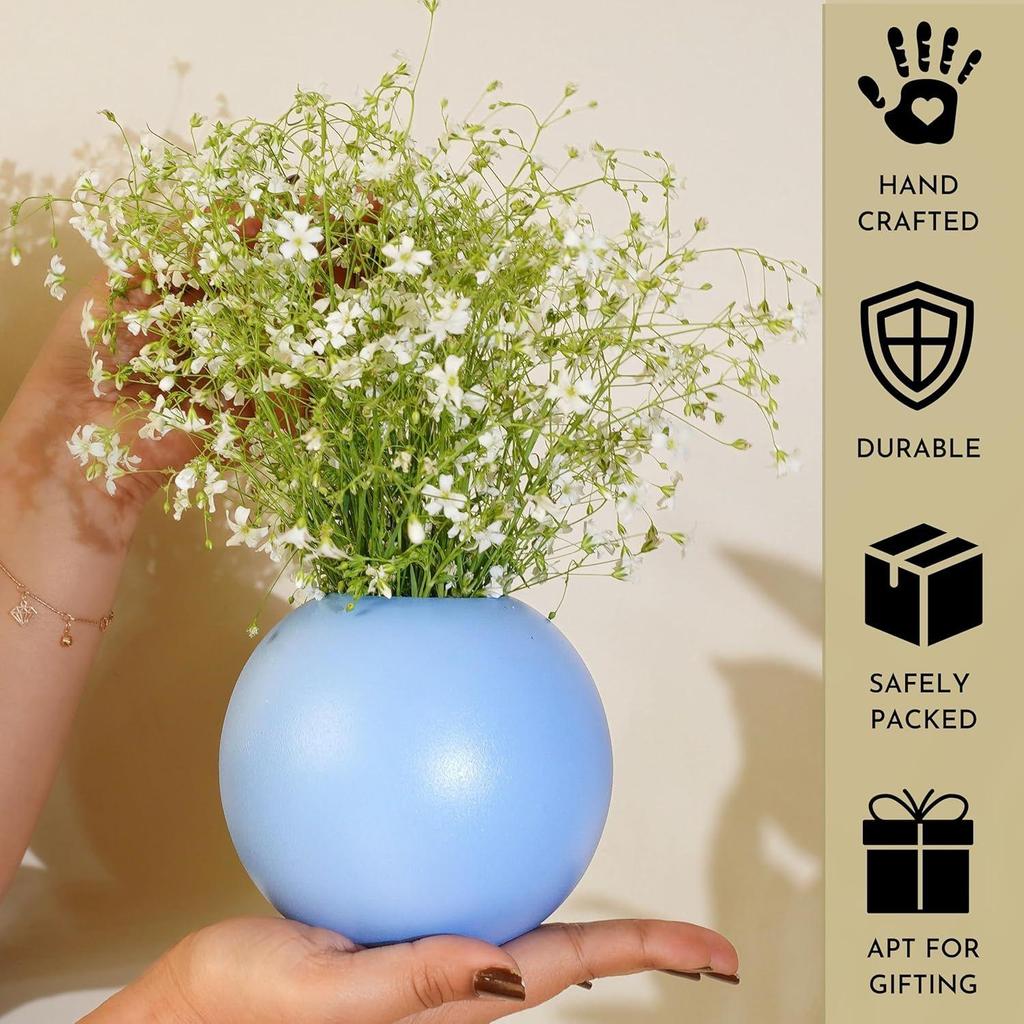 Metal Ball Round Flower Vase for Home Decor | Table Decorative Item for Bedroom Living Room Office Wedding | Best Gift |