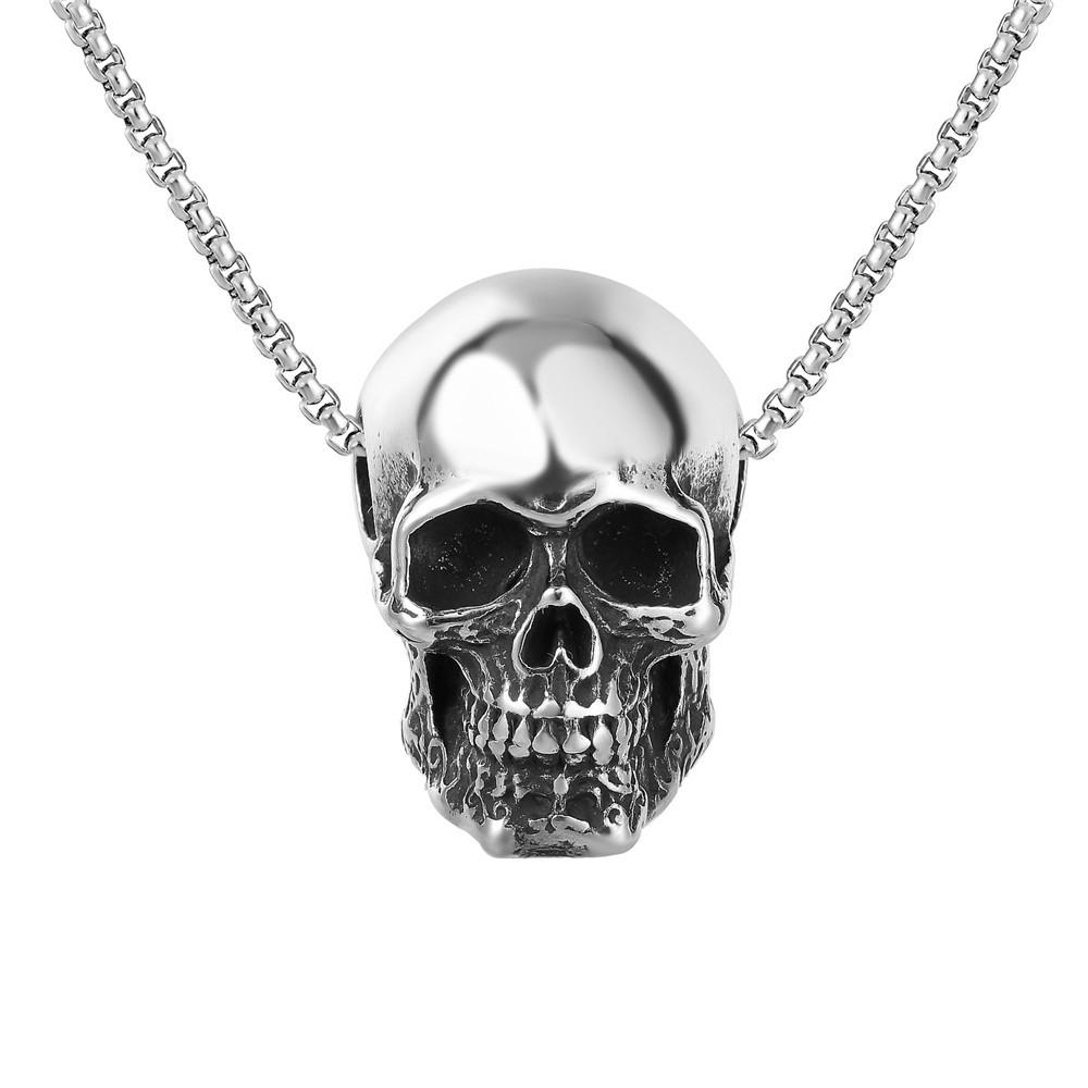 Gotische Hip Hop Totenkopf Anhänger Halsketten Für Männer Edelstahl Punk Mode Skelett Halskette Halloween Schmuck Geschenke Großhandel