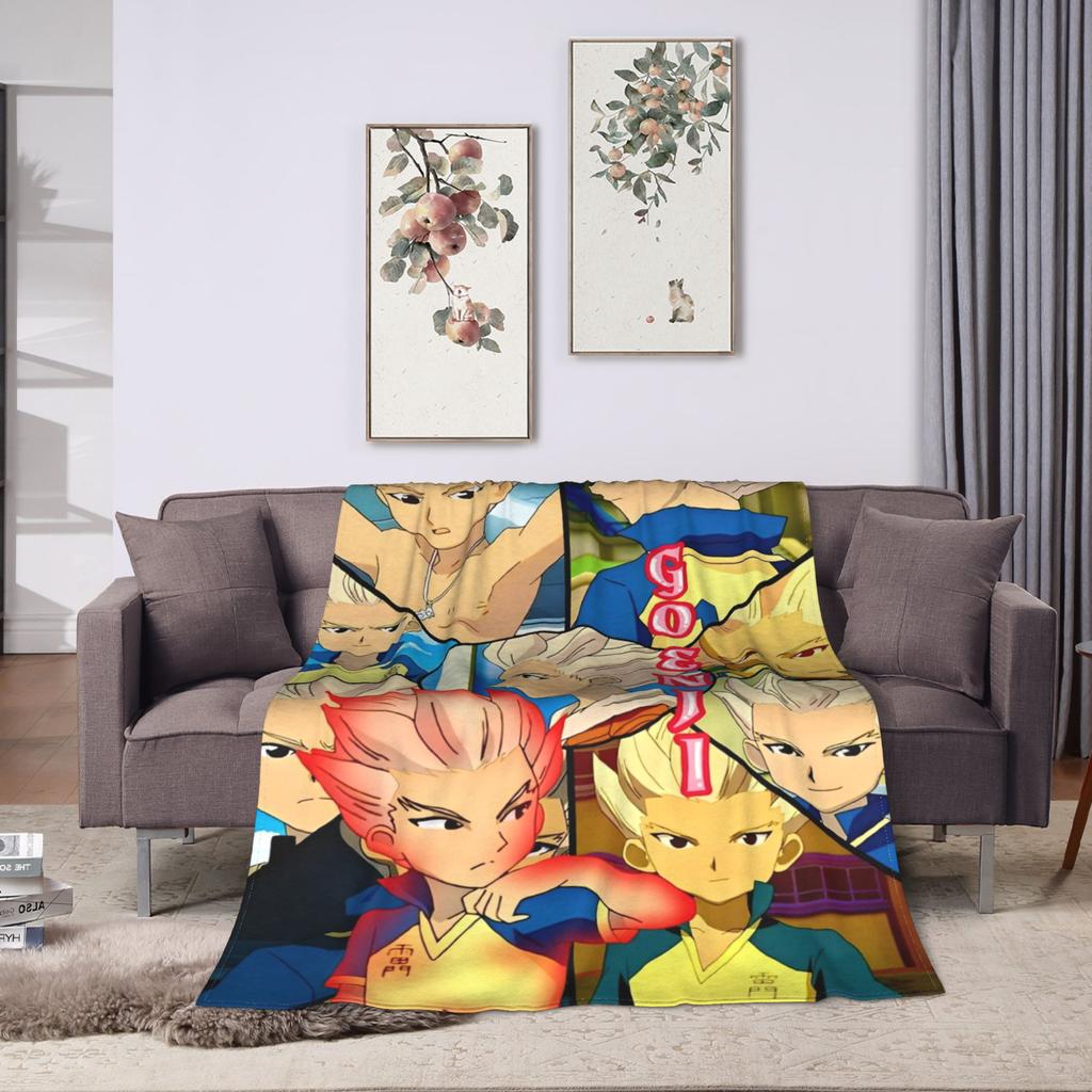 Inazuma Eleven Anime Blankets Flannel Spring/Autumn Breathable Lightweight Thin Throw Blankets for Sofa Travel Rug Piece