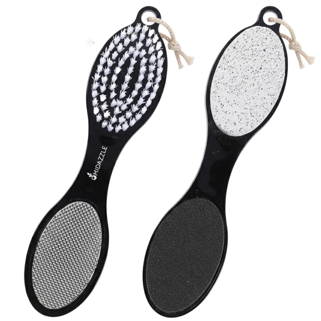 Midazzle 4 In 1 Feet Pedicure Tools with Foot Scrubber, Pumice Stone, Foot Rasp and Black Emery for Home Foot Care, Soft Care | Foot File Callus Rem