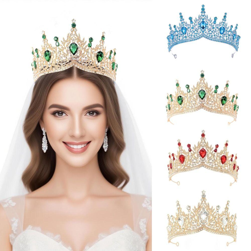 Shiny Ornament Baroque Queen Tiaras Luxury Princess Crown Bridal Headwear  for Women Girls