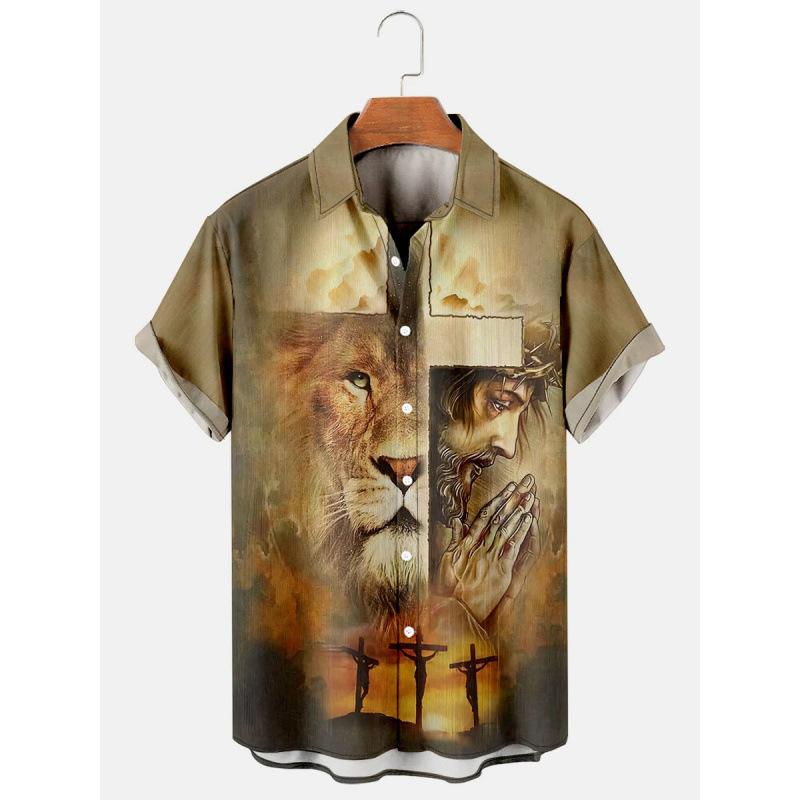 Summer short-sleeved men's shirts retro design shirts