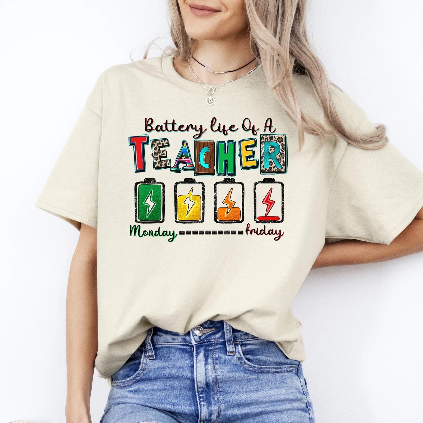 Teacher T-Shirt Battery life of a teacher Unisex tee Sand White Sport Grey XL