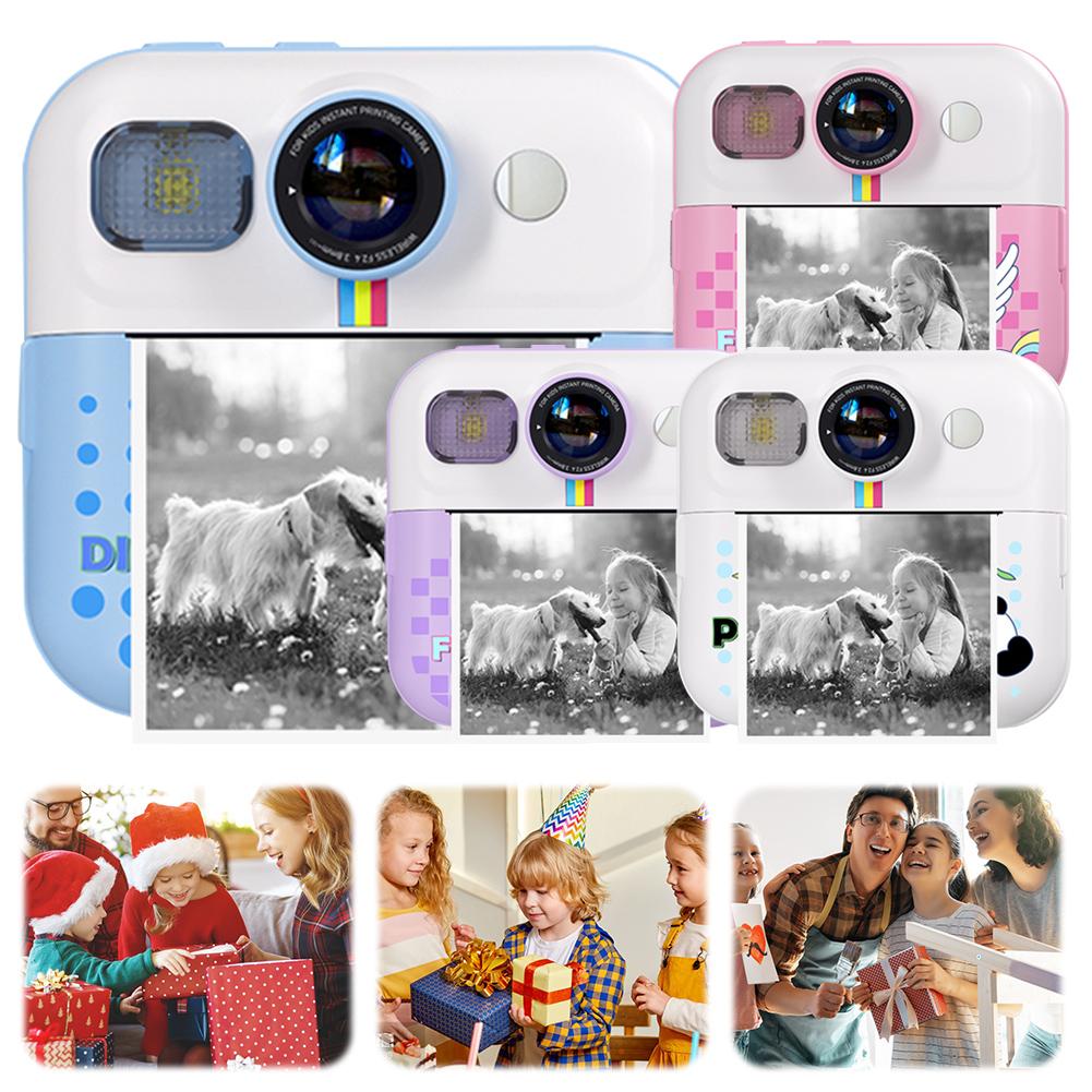 Kids Mini Instant Print Camera 2.4 Inch Screen Child Drawing Camera 48MP 1080P Video Children Camera Gift for Christmas/Birthday