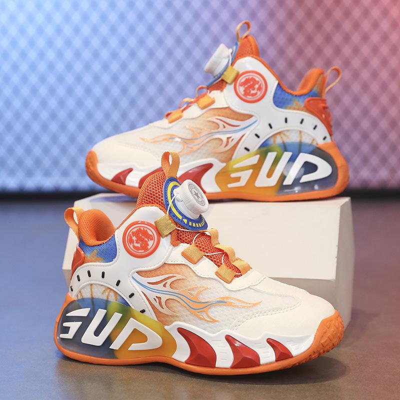 Boys and Girls Sports Shoes Children's Basketball Shoes Friction Sound Spring and Summer New Mesh Breathable Lightweight Training Shoes