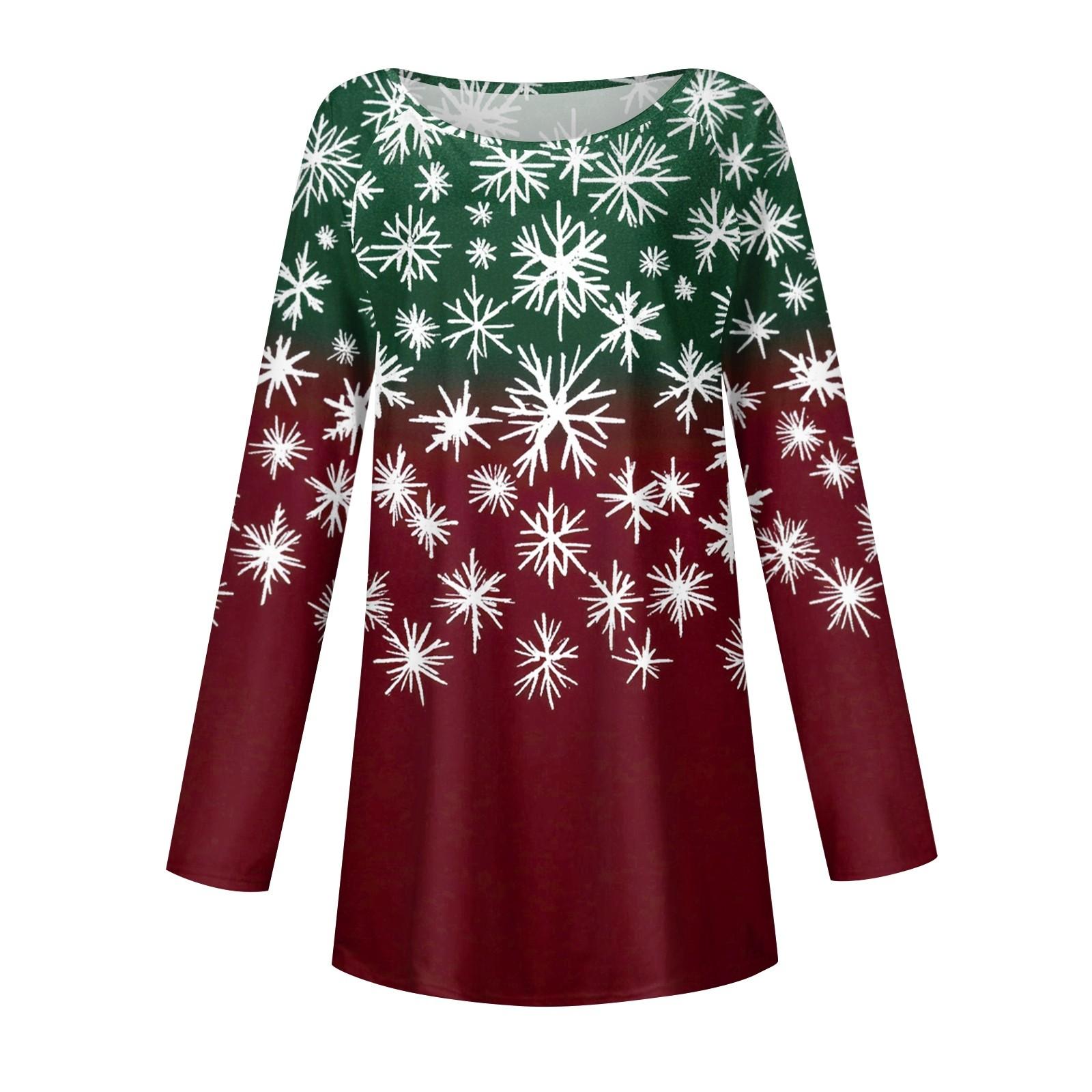 Женская повседневная футболка больших размеров с длинными рукавами и круглым принтом — фото 5