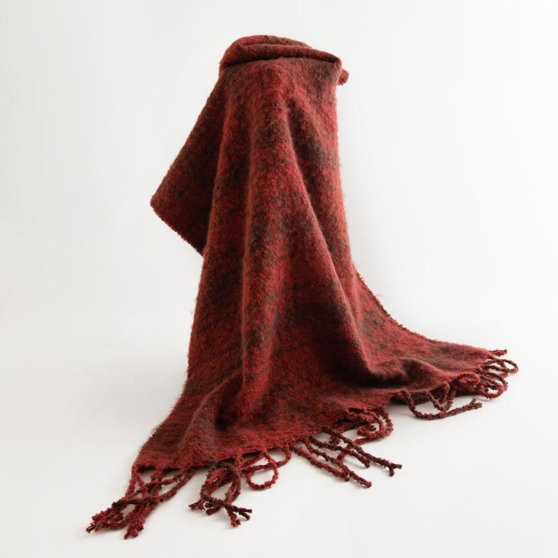 New Scarf for Women High end Autumn and Winter Korean Version Versatile Plaid Thickened Student Couple Imitation Cashmere Scarf