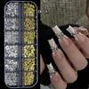 12 Grid Mixed Metal Punk Style Rivets Bow  3D Nail Decoration Gold Silver Nail Jewelry Nail Charm Manicure Studs