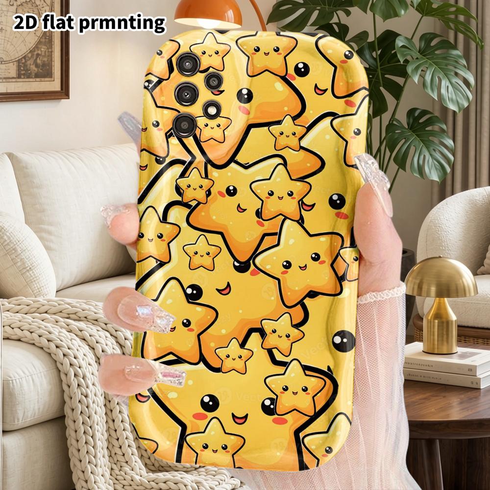 Phone Case: 2D Flat Samsung Galaxy A34 A35 M05 M06 S20 S22 S21 FE Plus 5G Protective Case, Couple Style, Cartoon Stars, Christmas and Halloween Gift