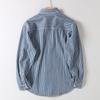 Japanese Retro Striped Denim Shirt for Men, Long-Sleeved, New Autumn Casual Loose Shirt, Men's Workwear Jacket, Trendy
