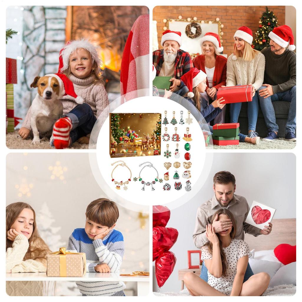 Calendar Advent Charm 24-Days Jewelry Making Charm Beads Bracelets For Kids Teens Girls Adults Vacation Holiday