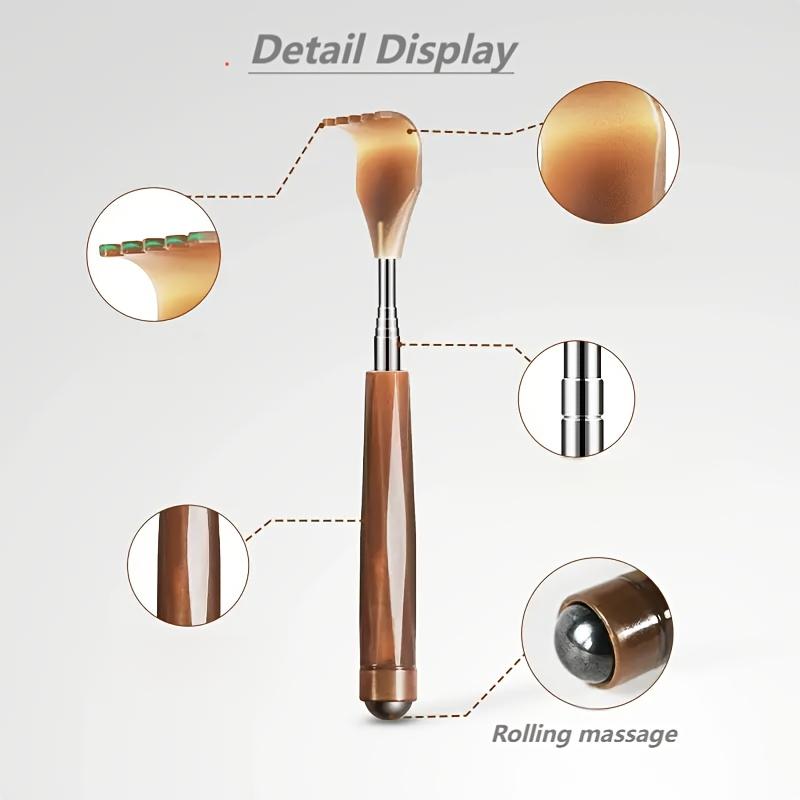 1 Stück Kreativer Multifunktions-Teleskop-Rückenkratzer mit Rollkugel-Massage, Metall Edelstahl, Ideal für Zuhause & Büro