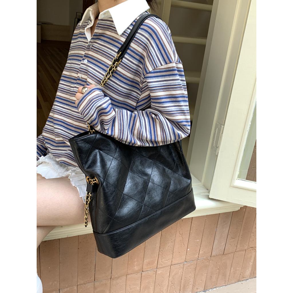 IELGY Ladies Tote Bag Large Capacity Black Diamond Chain Shoulder
