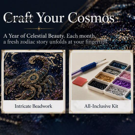 Constellation Themed Craft Kit 2027 Twelve Zodiac Bead Art Calendar Kit, DIY Faux Diamond Painting Wall Hanging Handmade Monthly Planner Calendar,