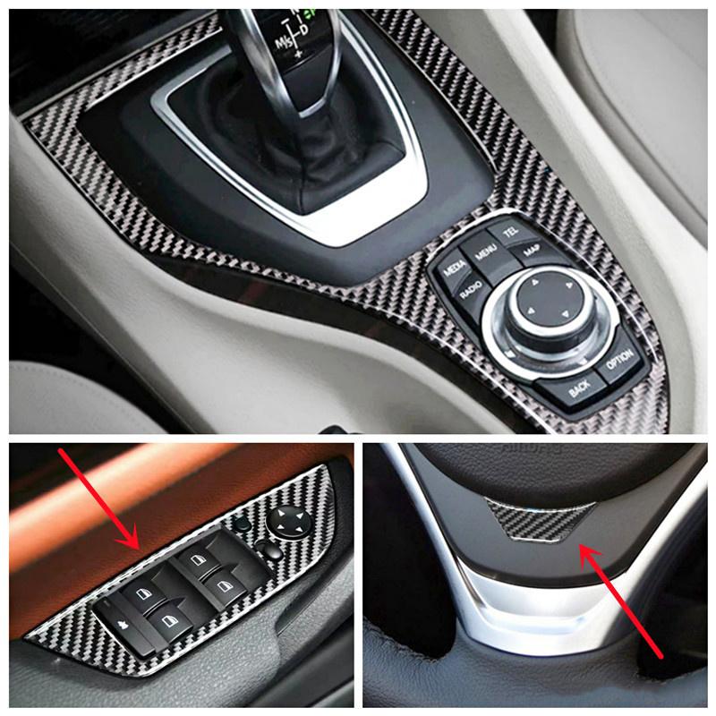 Carbon Fiber Stickers Car Interior Decorative Cover Trim Strips Decal For BMW X1 E84 2011 Car Styling Modification