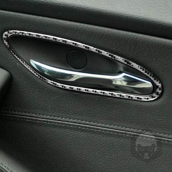 2Pcs Carbon Fiber Interior Front Door Handle Cover Trim For BMW 6 Series E63 E64