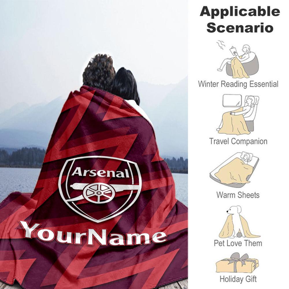 Arsenal Personalized Text Blanket Multi-purpose Personalized Blanket Soft Warm Cozy Perfect for Living Room Livingroom Bed Sofa for All Occasions