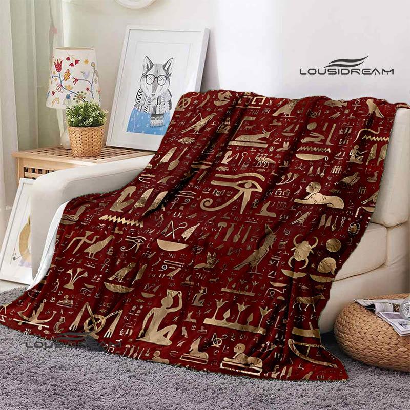 Egyptian Pictograph and Symbol Printing Blanket Children Warm Blankets Home Travel Soft and Comfortable Blanket Birthday Gift