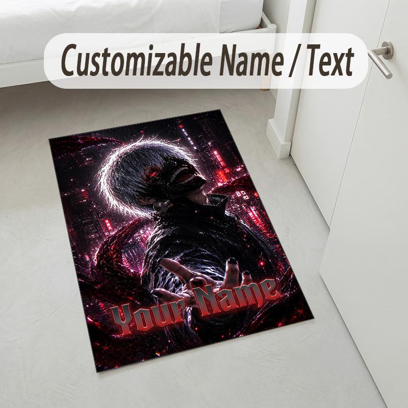 Personalized Crystal Velvet Carpet,Tokyo Ghoul Custom Printed Name, Plush Area Rug For Home Indoor Decor
