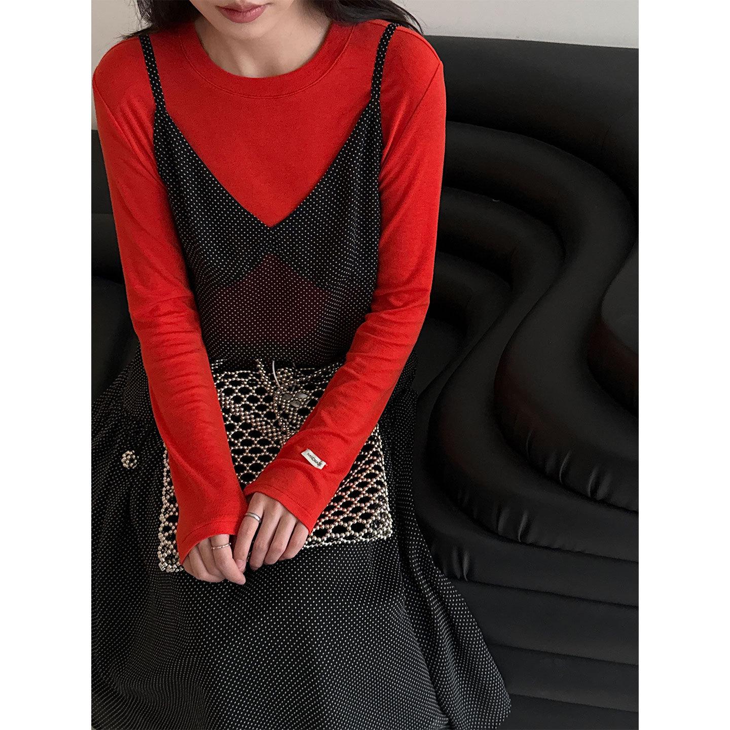

LUXI Women s Retro Polka Dot Layered Vest Dress, Early Spring New Arrival, Lazy Style Spaghetti Strap - 89019 One Size