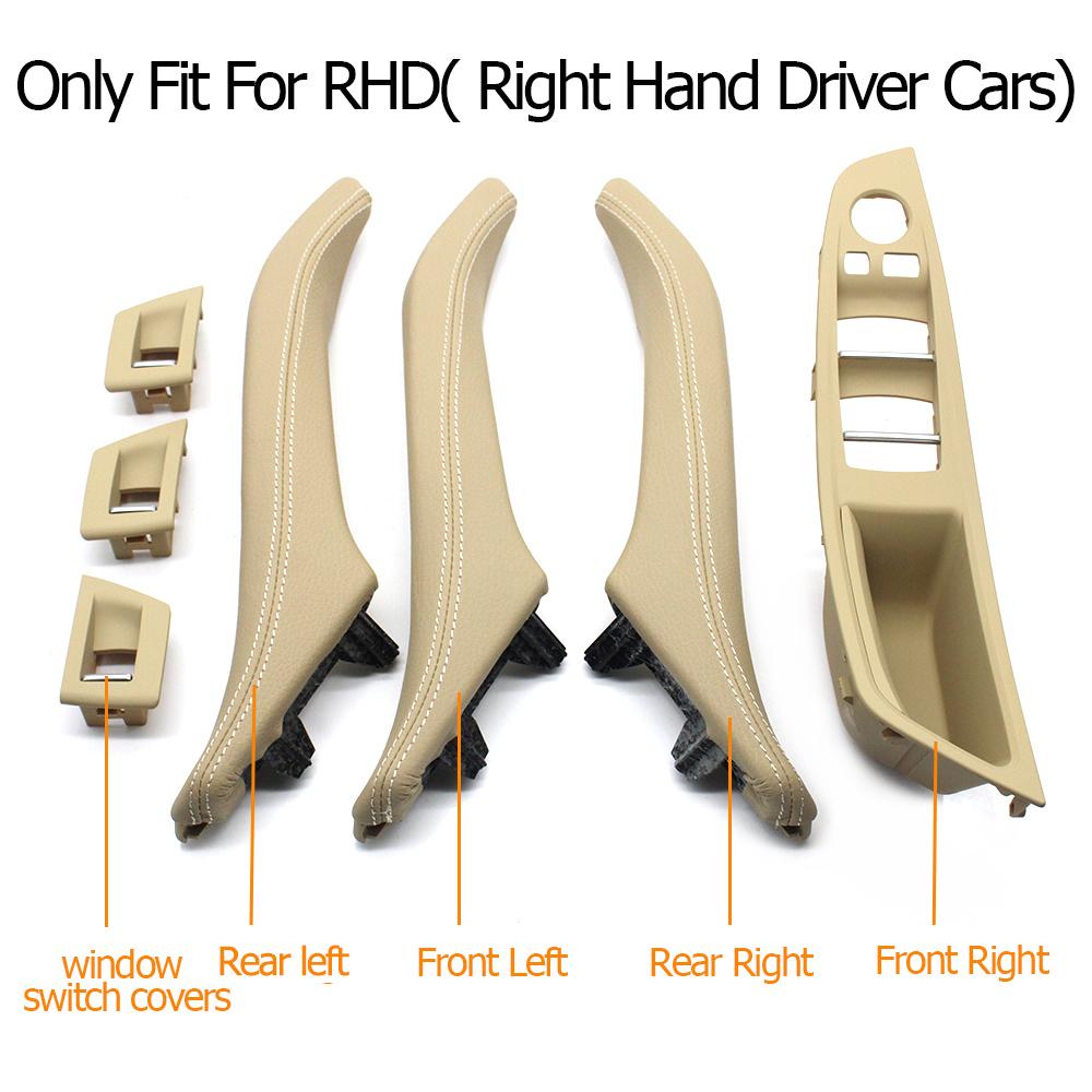 Right Hand Driver RHD Beige Black Car Interior Leather Door Handle Assembly 7PCS Set For BMW 5 Series F10 F11 523i 525i 528i 530