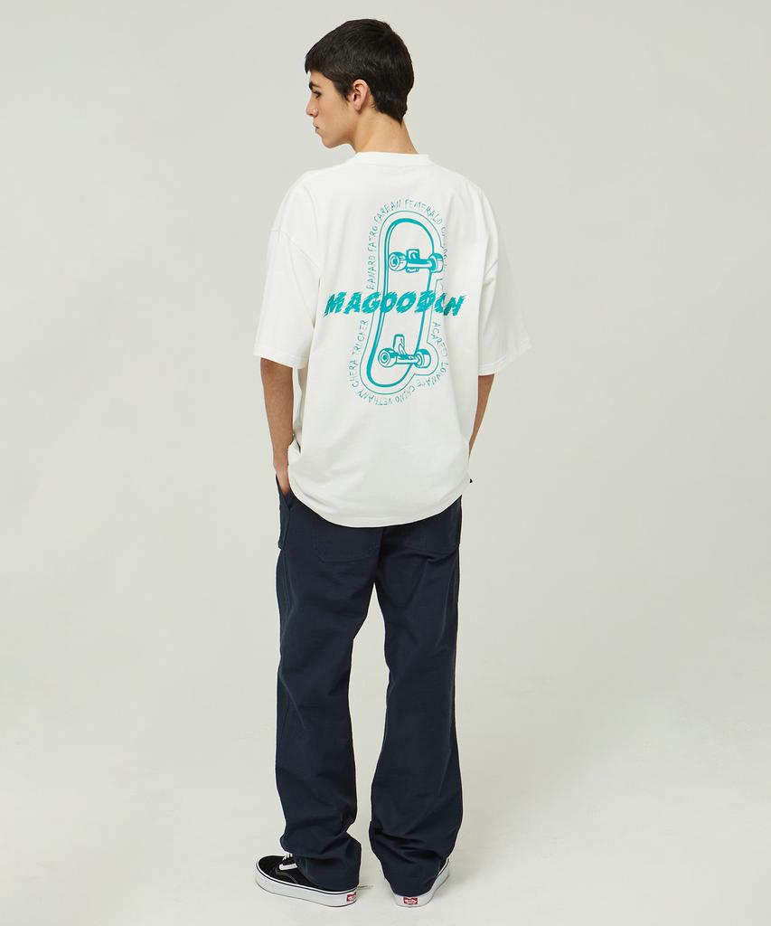 MAGOODGAN Swagver 3578 Skateboard Oversized Off-White Short Sleeve Tee
