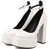 Platform High Heels Pumps Shoes Woman Strap Black Pink White Women's Heeled Party Wedding Dance Stripper Shoes Ladies Big Size