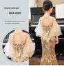 2025 Autumn Gold Sequined Fishtail Dress for Girls - Birthday Party & Performance Outfit