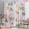 2pcs,2D Plane Printing Curtain Fabric Floral Stripes Harmony Versatile Fabric (without Rod) Festive Perfect for Study, Living