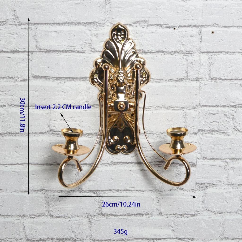 Metal Candle Sconces Gothic Candle Holders Double Stand Wall Mount Candelabra for Dining Room Wedding Living Room Anniversary