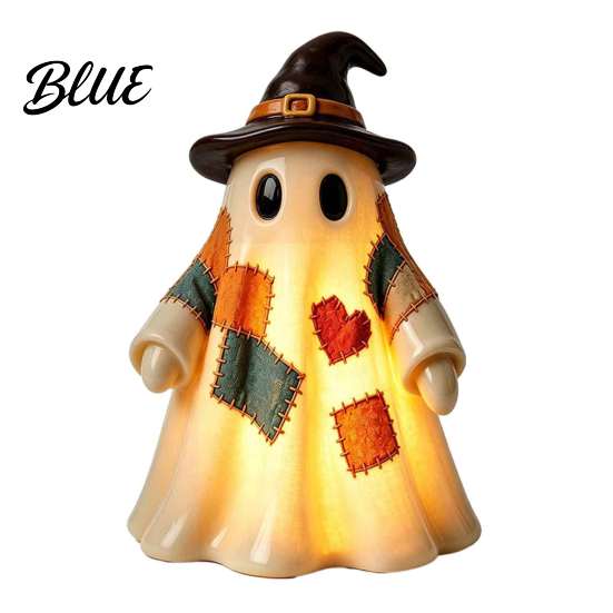 LED Light Up Ghost Lighted Vintage Patchwork Ghost Halloween Decor for Home Display Vintage-inspired Figurine Mantel Entry Porch with Soft